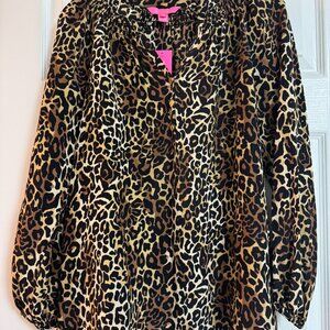 Lilly Pulitzer Silk Animal Print Top